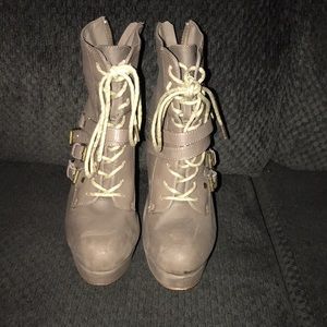 Just Fab Grey Buckled Booties